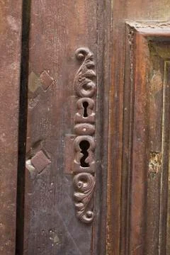 Keyhole of old doorlock Stock Photos