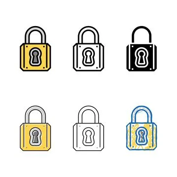 Keyhole padlock color icon types vector 스톡 일러스트