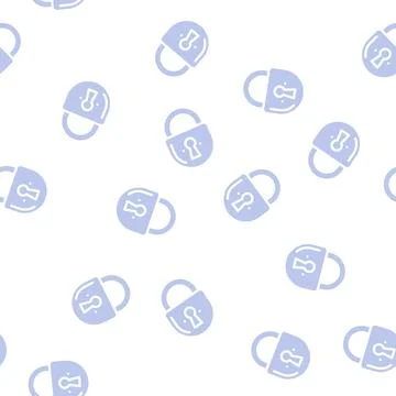 Keyhole padlock glyph vector seamless pattern Illustrazione stock