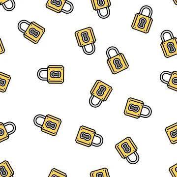 Keyhole padlock vector seamless pattern Stock Illustration