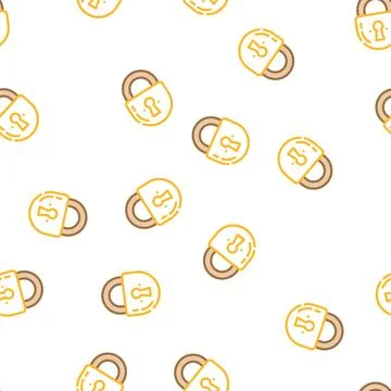 Keyhole padlock vector seamless pattern Stock Illustration