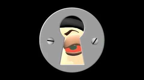 Keyhole red eye guy HD Stock Footage 27453332