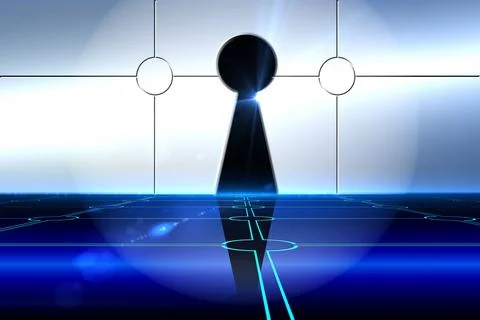 Keyhole on technological background Stockfoto's