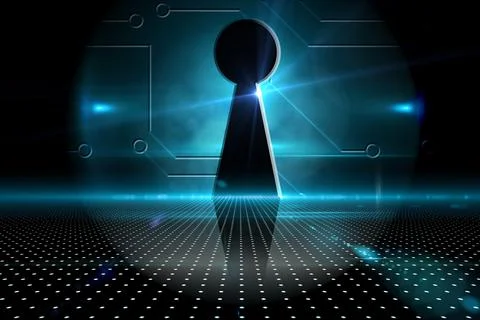 Keyhole on technological background Stock Photos