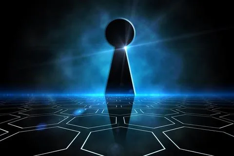 Keyhole on technological black background イラスト素材