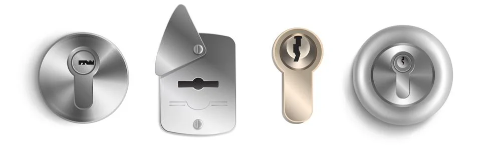 Keyhole templates, round and rectangular key holes Stock Illustration