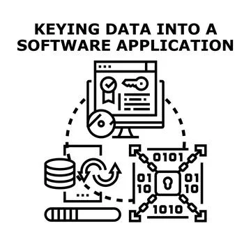 Keying data into a software application concept Ilustração Stock