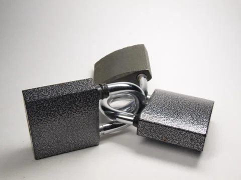 Keyless padlocks. Closed. Stock Photos