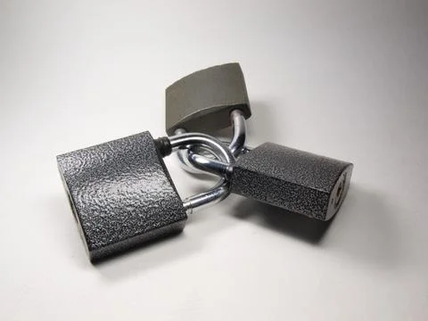 Keyless padlocks. Closed. Foto stock