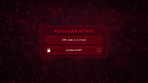 Keylogger Computer Hacking attack over red binary background Stock Footage 200682257