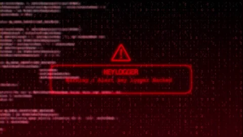 Keylogger Malware Attack Alert With Red Digital Code Stock Footage 341360107