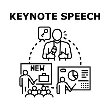 Keynote speaker giving presentation about new business ideas Stock Illustration