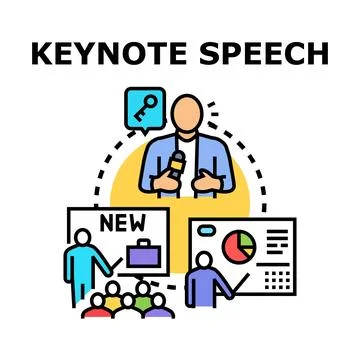 Keynote speaker giving presentation about new business ideas Stock Illustration