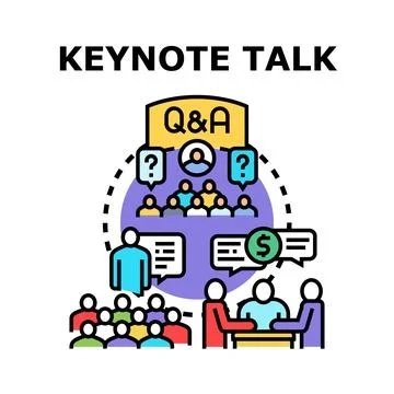Keynote talk event presenting q and a session and business discussion Illustration