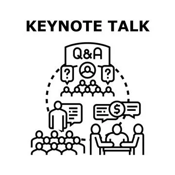 Keynote talk event presenting q and a session and business discussion Illustration