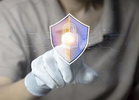 Keypad, cyber shield, lock, technology security system. Digital link. Cyber.. 스톡 사진