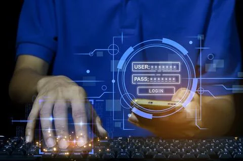 Keypad, cyber shield, lock, technology security system. Digital link. Cyber.. Stock Photos