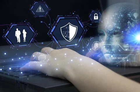 Keypad, cyber shield, lock, technology security system. Digital link. Cyber.. Stock Photos