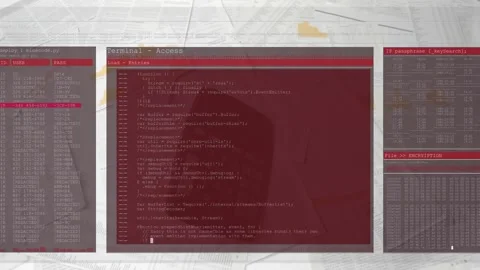 Keypad initiating terminals fading in while code populates credentials and Stock Footage 317799546