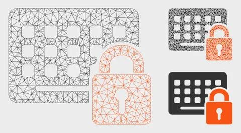 Keypad Locked Vector Mesh 2D Model and Triangle Mosaic Icon Ilustración de archivo