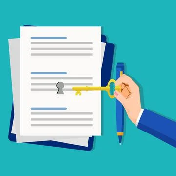 Keys and documents. The concept of deciphering the document vector Stock Illustration