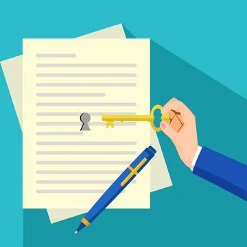 Keys and documents. The concept of deciphering the document vector Stock Illustration