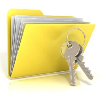 Keys and folder icon. 3D Stockillustratie