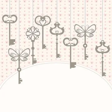 Keys and hearts Stock-Illustration