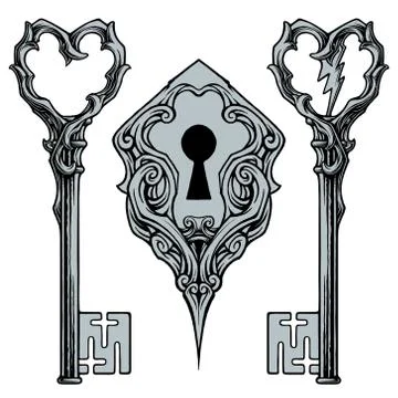 Keys and Keyhole element vector set 01 イラスト素材