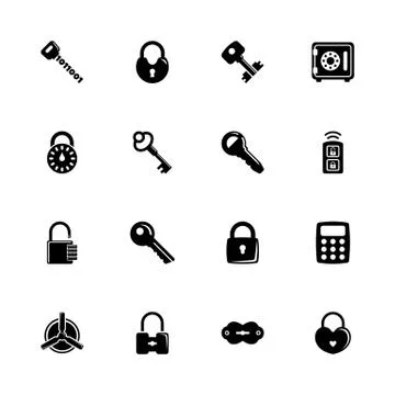 Keys and Locks - Flat Vector Icons 스톡 일러스트