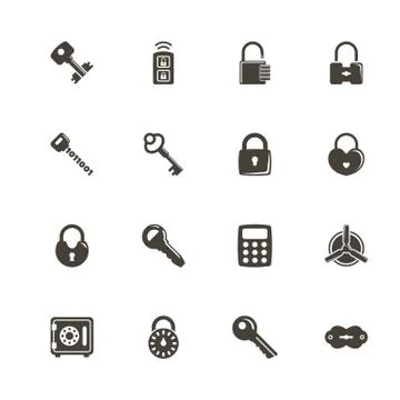 Keys and Locks - Flat Vector Icons 스톡 일러스트
