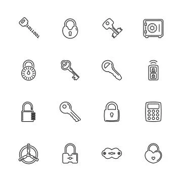 Keys and Locks - Flat Vector Icons Stockillustratie