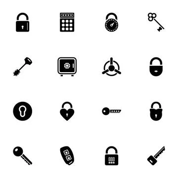 Keys and Locks icon - Expand to any size - Change to any colour. Perfect Flat Stock Illustration