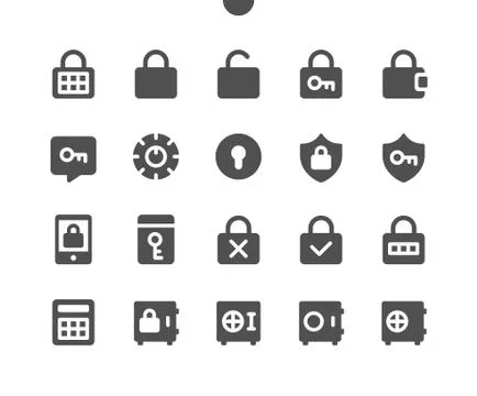 Keys and Locks UI Pixel Perfect Well-crafted Vector Solid Icons Stock Illustration