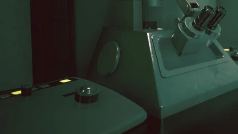 Keys and microscope on a laboratory table during an experiment Stock Footage 344119028