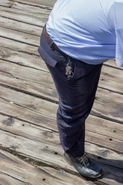 Keys on belt loop 스톡 사진