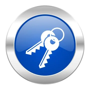 Keys blue circle chrome web icon isolated. Stock Illustration