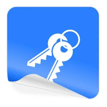 Keys blue sticker icon Stock Illustration
