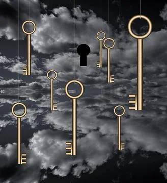 Keys in Cloud Sky Stock Illustration