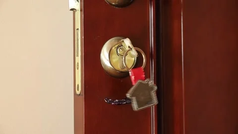 Keys in the door Stock Footage 140472729