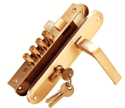 Keys in door lock Stock Photos