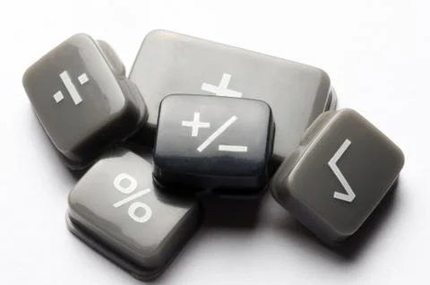 Keys of the electronic calculator on white background Stock Photos