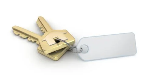 Keys with empty thumb on white Ilustração Stock