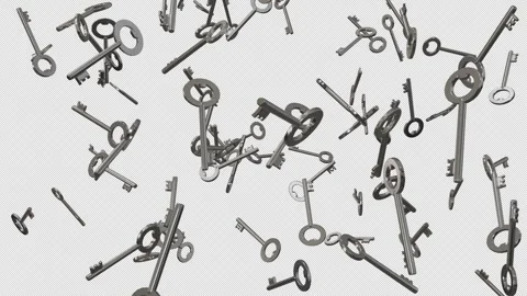 Keys Falling With Alpha Channel Stock Footage 255996601