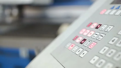 Keys with flashing lamps on a control tablet of an industrial machine Video stock 88588560