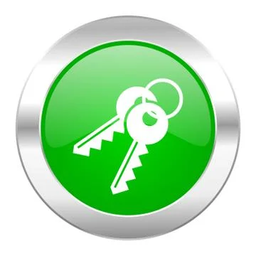 Keys green circle chrome web icon isolated. 库存插图