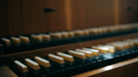 Keys of harpsichord in the sunlight Stock Footage 113335409