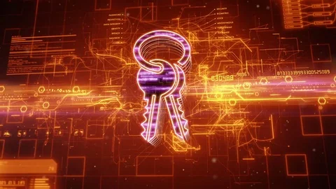 Keys icon on abstract orange background Stock Footage 72198598