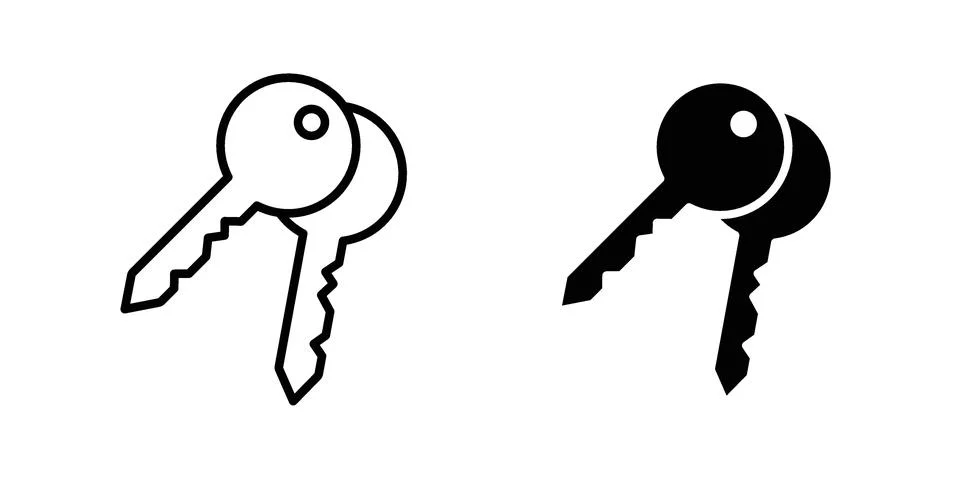 Keys icon vector concepts, line and silhouette style Stock Illustration