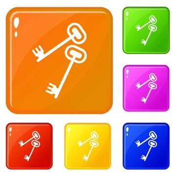 Keys icons set vector color Stock Illustration